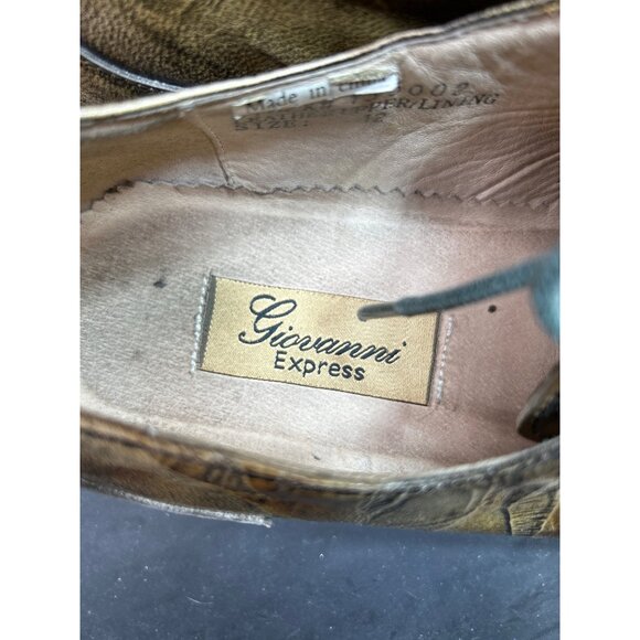 Mens Giovanni Express Leather Distressed Square Toe Lace-Up Dress Shoes Size 12 - Picture 5 of 9
